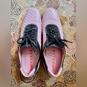 Prada Sport Leather Colorblock Pattern pink Sneakers Women's Size 36